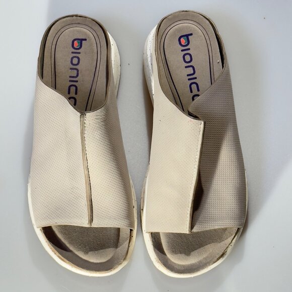BIONICA Oceana Women's Wedge Slide Sandals Slip-on Slip Resistant Taupe Size 8M - Picture 11 of 12